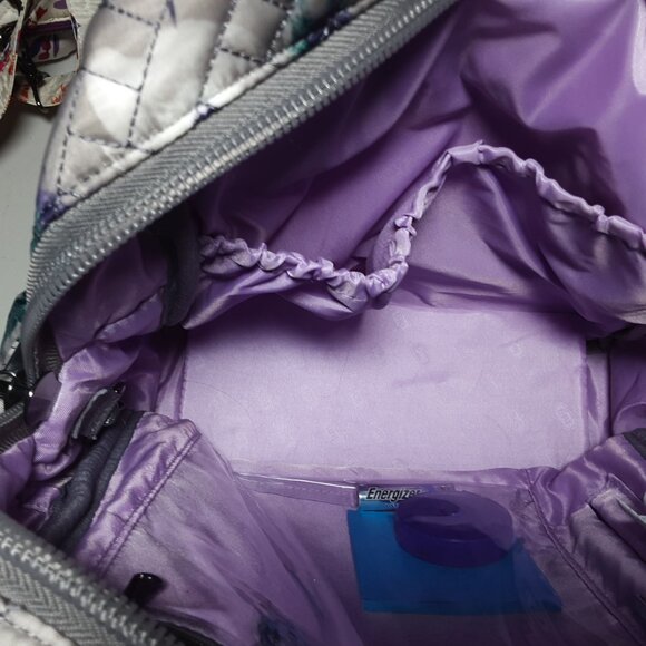 Lug Mini Puddle Jumper Travel Bag Tote   Crossbody Gray Floral Pocket Storage - Picture 10 of 12